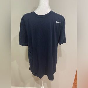 Nike Dri-Fit Men Size L Navy Blue Run Athletic Short Sleeve Crew-Neck T-Shirt